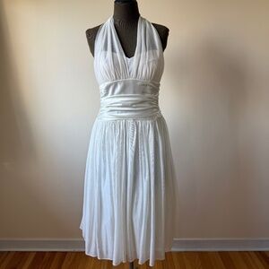 Stunning Iconic Vintage Marilyn Monroe Inspired halter midi dress in crisp white